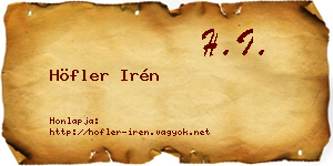 Höfler Irén névjegykártya